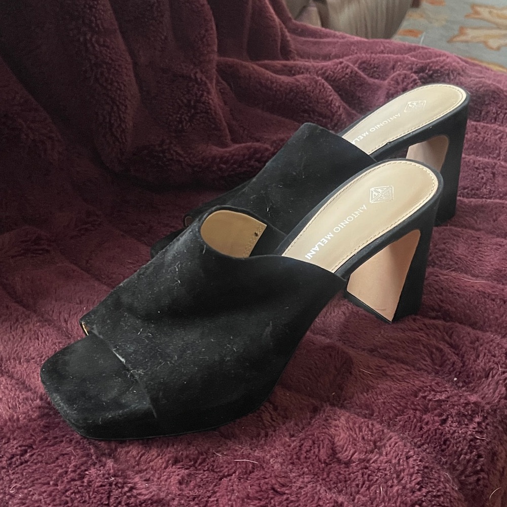 Franco Sarto Black Open-Toe Mules Sz 8.5